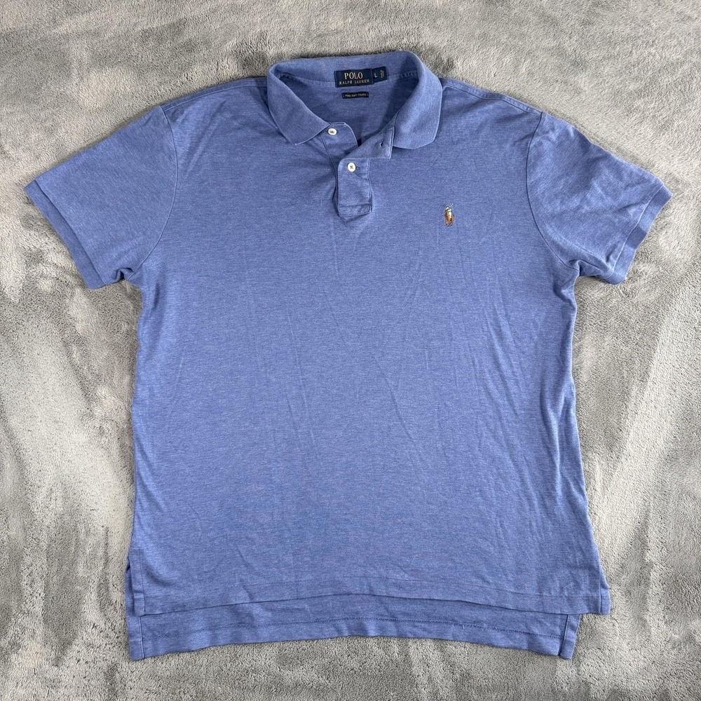 Polo Ralph Lauren Polo Shirt Mens Size L Blue Pima Soft Touch Pony Logo Casual